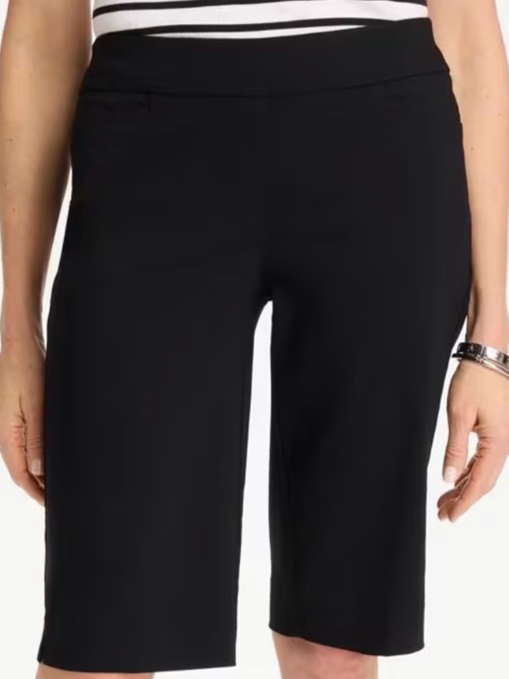 Chico's  Bridgette Black Pull-On Bermuda Shorts with Front Pockets